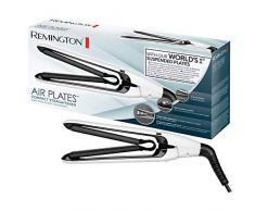 Remington Air Plates S2412 Plancha de Pelo Compacta, Cerámica Negra, Titanio, Suspensión de Placas Exclusiva, Color Blanco