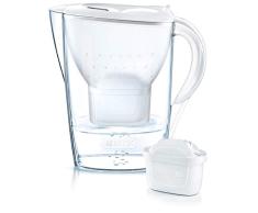 BRITA Jarra con filtro de agua para nevera Marella para reducir el cloro, la cal y las impurezas, incluye 12 cartuchos de filtro MAXTRA+, 2.4L, blanco
