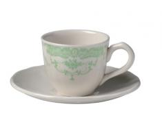 Bitossi Home BID151 Set De 6 Tazas de café con platito, Línea Rose, Verde