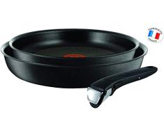 Tefal Ingenio Expertise - Set de Sartenes de Aluminio de 24 y 28 cm con Mango Extraíble,Antiadherente con Extra de Titanio, Aptas para Todo Tipo de Cocinas Incluido Inducción