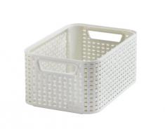 Curver 205825 - Cesta con efecto mimbre (tamaño pequeño, polipropileno), color marrón