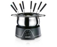 SEVERIN FO 2400 Fondue con Cacerola de Acero Inoxidable Extraíble, 800 W aprox., Incl. Protección Antisalpicaduras y 8 Tenedores de Fondue