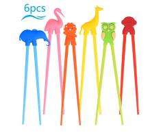 LANMOK 6 Pares Palillos para ninos,Palillos de Animales para Practicar Comer de Silicona de Grado alimenticio Colorida para Comer arroz y Sushi
