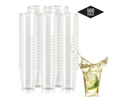 500 Vasos de Chupito Desechables de Plástico Duro, Transparente (60 ml) - Resistente y Reutilizable - Ideal para Shots Vodka Jelly Postres Fiestas Cumpleaños Navidad Bodas| 100% Reciclable
