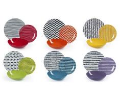 Excelsa Crazy Line - Vajilla de 18 piezas, porcelana y cerámica, multicolor