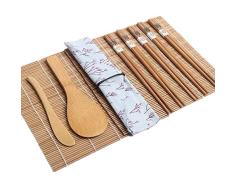 Kit para hacer sushi, 10 unidades, incluye 5 pares de palillos, 2 esterillas de sushi, 1 paleta de arroz, 1 esparcidor de arroz para hacer tu propio sushi en casa