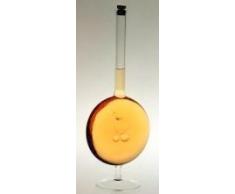 Jarra en el pie de cristal claro, botella, garaffa, decantador de vidrio transparente y soplado a boca, con dos cerezas de cristal claro en el interior, rellenable, capacidad 0,2 litro y altura aprox. 25 cm disenado y fabricado por Oberstdorfer Glashütte