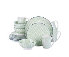vancasso MIDORI Juego de Vajillas 16 piezas Tazas de Desayuno, Cuencos, Platos para 4 Personas Vajillas Modernas Verde