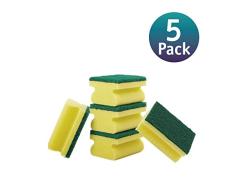 Pevita [5 Pack] Estropajo de Cocina. Estropajo salvauñas para Eliminar Manchas y Grasa. Esponja Multiusos de Triple Capa, Verde y Amarillo.