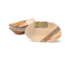 BIOZOYG Cuenco Hoja de Palma para Aperitivos I vajilla desechable Biodegradable, compostable I Cuencos para Servir, Salsa, Aperitivos I 25 Piezas Cuenco Fiesta Tipo Barco 20 cm