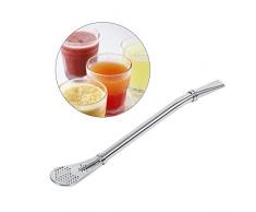 4 Unidades Pipeta Filtrante de Té Acero Inoxidable Pajita Portátil Cuchara Filtrada Plata.