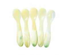 DUEBEL Cucharas de Nácar, 10,3cm x 2,4cm Cucharas Hechas a Mano para Servir Desierto, Huevo, Caviar (5 Piezas por Juego)