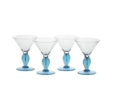 CRISTALICA Set de 4 Platos de Helado Helado Vasos de Helado Helado Platos de Helado Tazones de Helado Copa de Helado Florenz AquaAzul 14.5 cm
