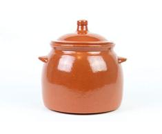 OLLA DE BARRO ALTA CON TAPA (Nº3) 2,5litros (Medidas exterior ancho asas 19,5cm, diámetro 15,4 cm x altura con tapa 17,5 cm, sin tapa 14,4 cm x diámetro base inferior 17,5 cm)