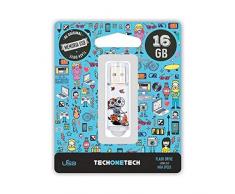 Tech-One-Tech Tec4002-32 Cepillo Lavaplatos con Dosificador 32 GB Memoria USB Calavera Moto