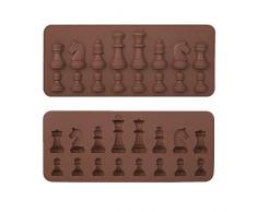 Duokon 2 Piezas Molde de Chocolate de Silicona Formas de ajedrez internacionales Pastel gelatina Hielo Fondant Molde Molde para Hornear para Bricolaje decoración de la Torta de Caramelo