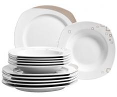 Domestic by Mäser, Serie Persegi, vajilla 18 teilig para 6 personas, un elegante porcelana