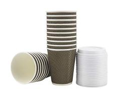 RIPPLE Tazas para café y bebidas para llevar con tapa - Tres Capas de Aislamiento, Tazas Desechables, 50 Tazas con Tapa Hermética 8oz