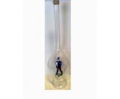 Jarra de cristal claro, botella, decantador, garaffa de vidrio transparente y soplado a boca con un jugador de golf, golfista en vidrio coloreado en el interior, rellenable, capacidad 0,5 litro y altura aprox. 30 cm, disenado y