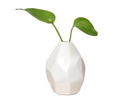 Ruikey Pequeño jarrón de cerámica Artesanía Artesanal Geometría Plantas de Flores secas Plato Decorar Adornos para el hogar de Oficina (Blanco)