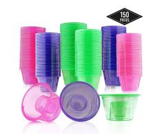 150 Vasos Desechables Jager Bomb Shot - Plástico Duro Vasos de Chupito, de Colores - Reutilizables y Muy Durable Red Bull y Jagermeister y Todos los Tipos de Disparos en Las Fiestas