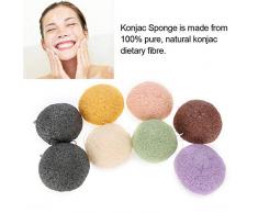 Konjac Peeling Esponja Natural de Conjac Wash Facial Cleansing Esponja de Fibras vegetales, 8 Unidades Suave Esponja de limpieza con bambú activado para todas las pieles (seco)