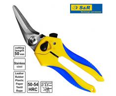 S&R TIJERAS MULTIUSOS Cizalla multi-material de 200 mm para ZURDOS y DIESTROS - Acero inoxidable - Tensión ajustable - Palanca para manos pequeñas y grandes. GARANTÍA 1 año