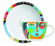 RITZENHOFF 1580059 Beauregard F09 - Taza de café con Plato, diseño de Cara Multicolor