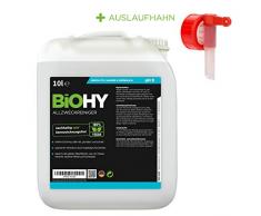 BIOHY Allzweckreiniger Limpiador multiusos, limpiador de alcohol, limpiador universal (10 litro) + grifo de salida - Limpiador profesional de mantenimiento - Producto de limpieza ecológico