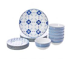AmazonBasics - Vajilla de 18 piezas, Cottage, 6 servicios