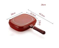 GPWDSN Sartén Doble de 28 cm / 32 cm Parrilla para panqueque Filete Rectángulo Olla Sartén Antiadherente Utensilios de Cocina, 28 cm, Torre FR