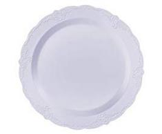 VAJILLA PARA FIESTAS DESECHABLE DE 20 PIEZAS | 20 platos para postre| Platos de plástico resistente | Elegante aspecto de porcelana fina | Para bodas y comidas de lujo (Vintage - Blanco | 19 cm)