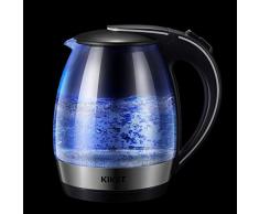 Hervidor de Cristal 1,7 L Hervidor de Agua Eléctrico con iluminación LED, 2200W Ebullición Rápida con Libre de BPA, Filtro Antical, Doble Sistema de Seguridad, Desconexión Automática, KIKET