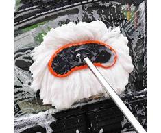 Delleu Trapeador de Limpieza de automóviles con Poste Largo Cepillo telescópico Ajustable de Seda Suave Leche de Limpieza Cepillo Auto Wash Brush Tool