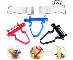 Pelador del trío mágico,5 Pack BESTZY Pelador Mágico Herramienta Rápida Pelador Vegetal para Cintas/Patatas/Zanahorias/Manzanas/y Cualquier Verdura y Frutas