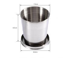 Yosoo Puede ser un Vaso de Acero Inoxidable de Camping de excursión Plegado telescópico (L