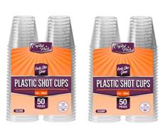 Vasos de chupito desechables de plástico duro. Transparentes, resistentes y reutilizables. 30 ml (100 unidades).