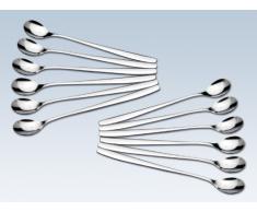 Chg 9895-02 - Juego de cucharillas para Vasos de Tubo (12 Unidades, Acero Inoxidable, 19 cm de Largo)