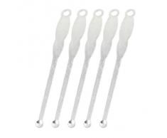 sourcingmap® 5 Piezas Plateado Estampado Flor Redondo Limpiador Oído Cuchara De Metal Cureta Halloween/Víspera de Todos los Santos