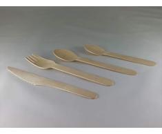 Naturally Med - Cubertería de madera (300 tenedores, cuchillo, cuchara o cucharilla de madera de abedul)