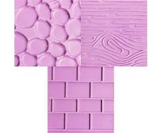 Kurtzy Set Moldes de Silicona 3 Piezas Grabar - Madera Texturada, Pared de Ladrillos y Empedrado