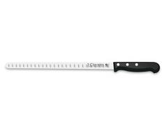 3 Claveles Cuchillo Jamonero, Alveolado, Acero Inoxidable-(29cm), Mango POM Negro, (29 cm-11.5)
