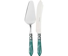 Bugatti ALCVM-N4220/21 Aladdin - Juego de paleta y cuchillo para servir tartas, acero y plástico ABS (30,5 x 14 x 3 cm), color verde agua