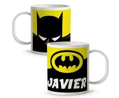 Taza Superhéroes Personalizada con Nombre | Plástico | Vuelta al Cole | Varios Diseños y Colores Interior | Batman