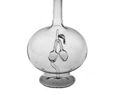 Jarra de cristal transparente, decantador, garaffa, botella de cristal claro y soplado a boca, con dos ciruelas de cristal transparente al interior, rellenable ornamentales decorativos de vidrio, capacidad 0,5 Liter altura 30 cm,