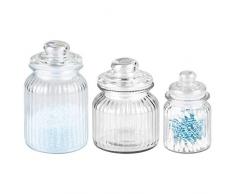 mDesign Juego de 3 frascos de vidrio – Tarros de cristal con tapa ideales para guardar cosméticos – Recipientes de vidrio multiuso - Transparente
