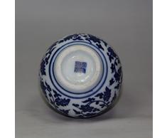 YUNHAO Jarrón de Porcelana Chino Pintado a Mano con Flores Azules y Blancas