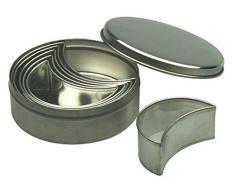 Piazza 285530 - Caja de 6 cortadores de galletas a media luna de lata