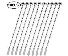 UPZHIJI 10 pcs 7,5 café bebidas agitadores de acero inoxidable Stir cóctel bebida Swizzle Stick con pequeño rectangular palas