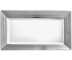 DECORLINE - blanco con plata - plástico Estable elegante vajilla desechable (Bandeja para servir l 19x35 cm)